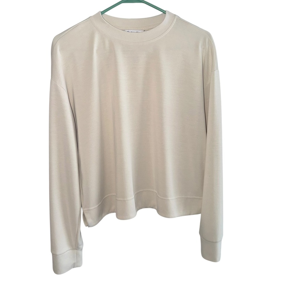 Athleta Seasoft Crewneck Sweatshirt Bone Medium Tencel Modal Soft - Picture 2 of 9